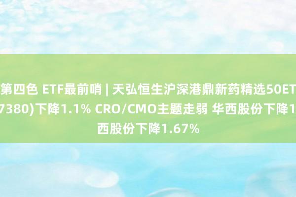 第四色 ETF最前哨 | 天弘恒生沪深港鼎新药精选50ETF(517380)下降1.1% CRO/CMO主题走弱 华西股份下降1.67%