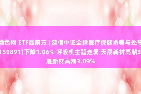 酒色网 ETF最前方 | 建信中证全指医疗保健诱骗与处事ETF(159891)下降1.06% 呼吸机主题走弱 天晟新材高潮3.09%