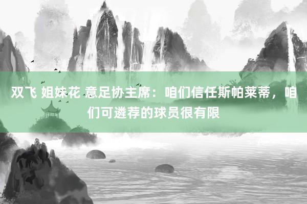 双飞 姐妹花 意足协主席：咱们信任斯帕莱蒂，咱们可遴荐的球员很有限