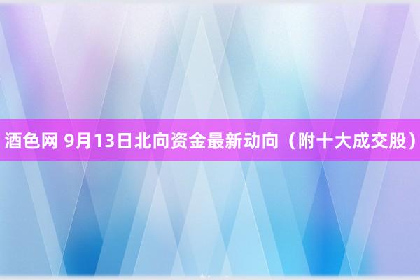 酒色网 9月13日北向资金最新动向（附十大成交股）