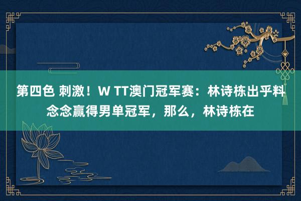 第四色 刺激！W TT澳门冠军赛：林诗栋出乎料念念赢得男单冠军，那么，林诗栋在