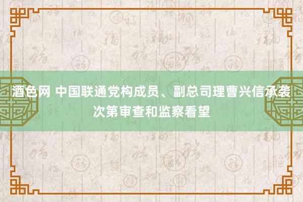 酒色网 中国联通党构成员、副总司理曹兴信承袭次第审查和监察看望