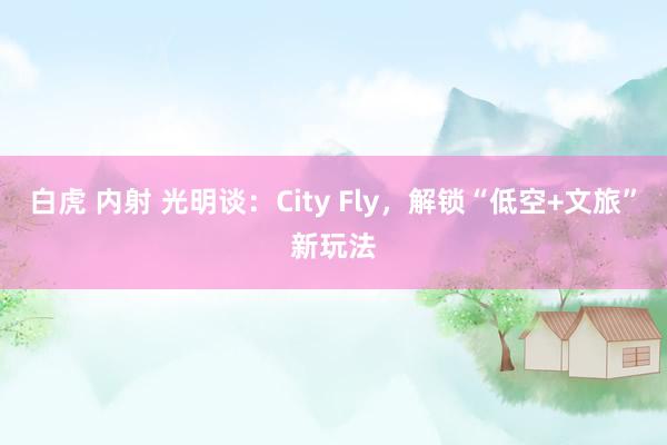 白虎 内射 光明谈：City Fly，解锁“低空+文旅”新玩法