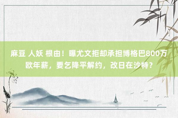 麻豆 人妖 根由！曝尤文拒却承担博格巴800万欧年薪，要乞降平解约，改日在沙特？