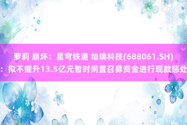 萝莉 崩坏：星穹铁道 灿瑞科技(688061.SH)：拟不擢升13.5亿元暂时闲置召募资金进行现款惩处