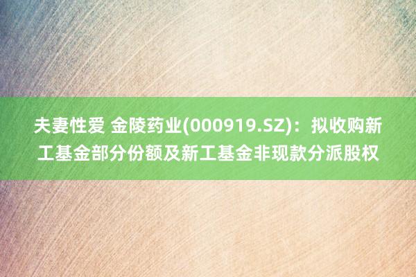 夫妻性爱 金陵药业(000919.SZ)：拟收购新工基金部分份额及新工基金非现款分派股权