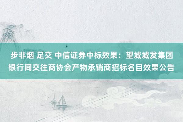 步非烟 足交 中信证券中标效果：望城城发集团银行间交往商协会产物承销商招标名目效果公告