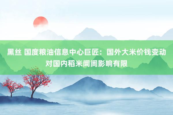 黑丝 国度粮油信息中心巨匠：国外大米价钱变动对国内稻米阛阓影响有限