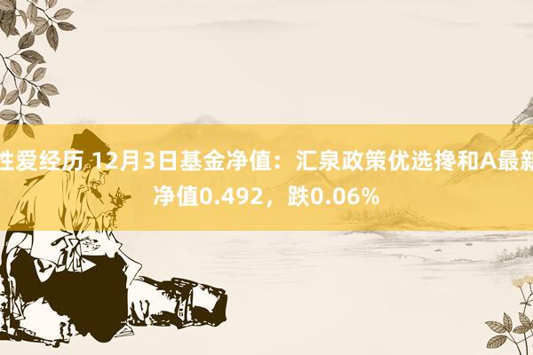 性爱经历 12月3日基金净值：汇泉政策优选搀和A最新净值0.492，跌0.06%