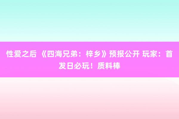 性爱之后 《四海兄弟：梓乡》预报公开 玩家：首发日必玩！质料棒