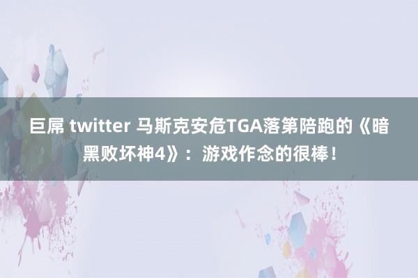 巨屌 twitter 马斯克安危TGA落第陪跑的《暗黑败坏神4》：游戏作念的很棒！