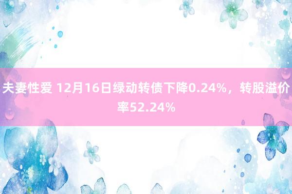 夫妻性爱 12月16日绿动转债下降0.24%，转股溢价率52.24%