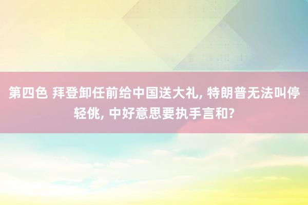 第四色 拜登卸任前给中国送大礼， 特朗普无法叫停轻佻， 中好意思要执手言和?