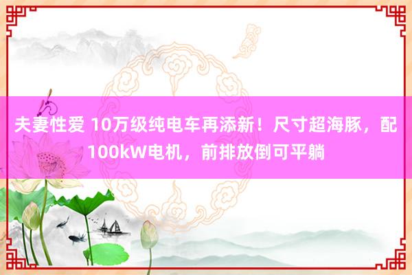 夫妻性爱 10万级纯电车再添新！尺寸超海豚，配100kW电机，前排放倒可平躺