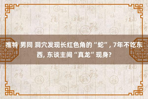 推特 男同 洞穴发现长红色角的“蛇”， 7年不吃东西， 东谈主间“真龙”现身?